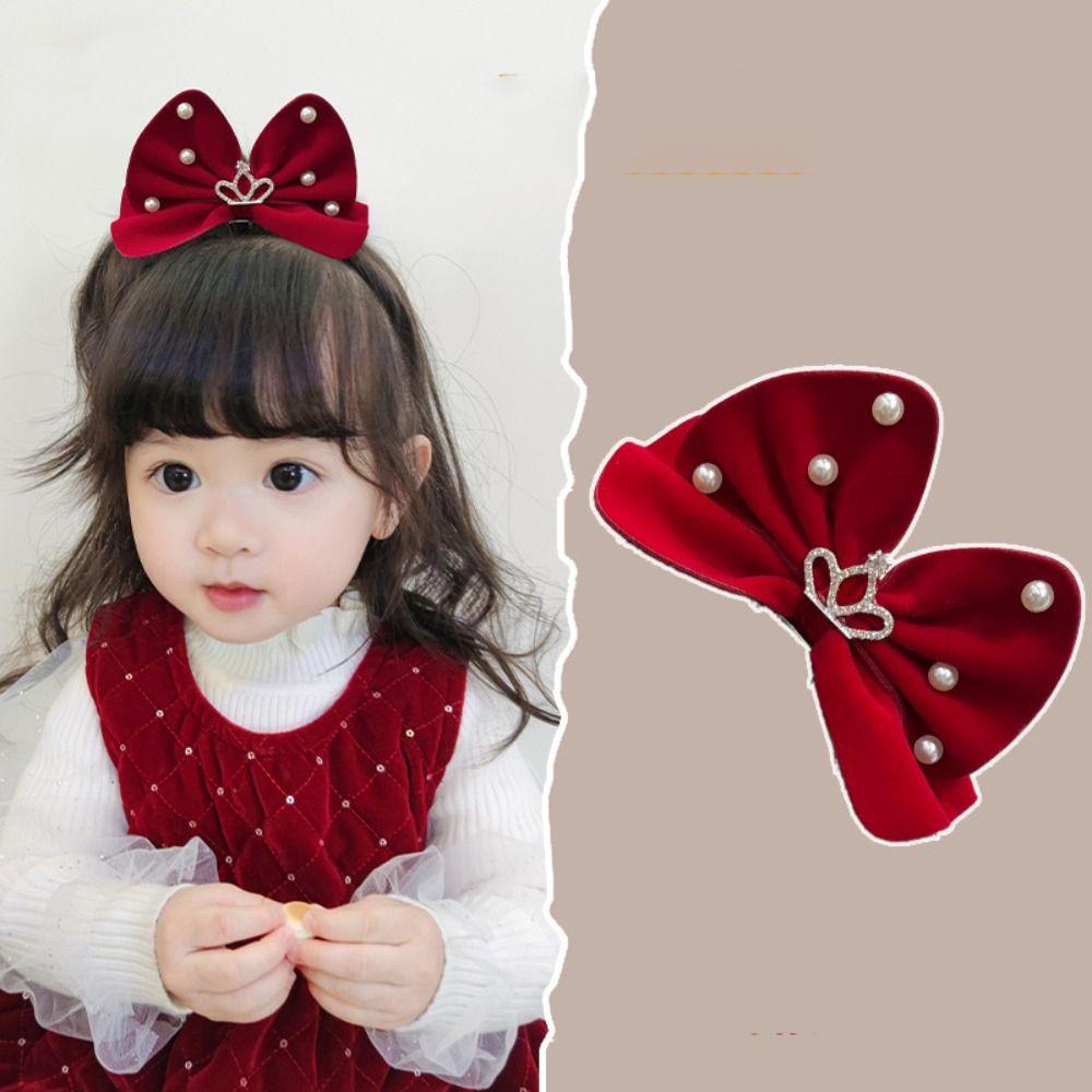 Rabbit Children Red Bow Hairpin Crown Ancient Style Hairpin Lovely Hanfu Hair Sticks Girls