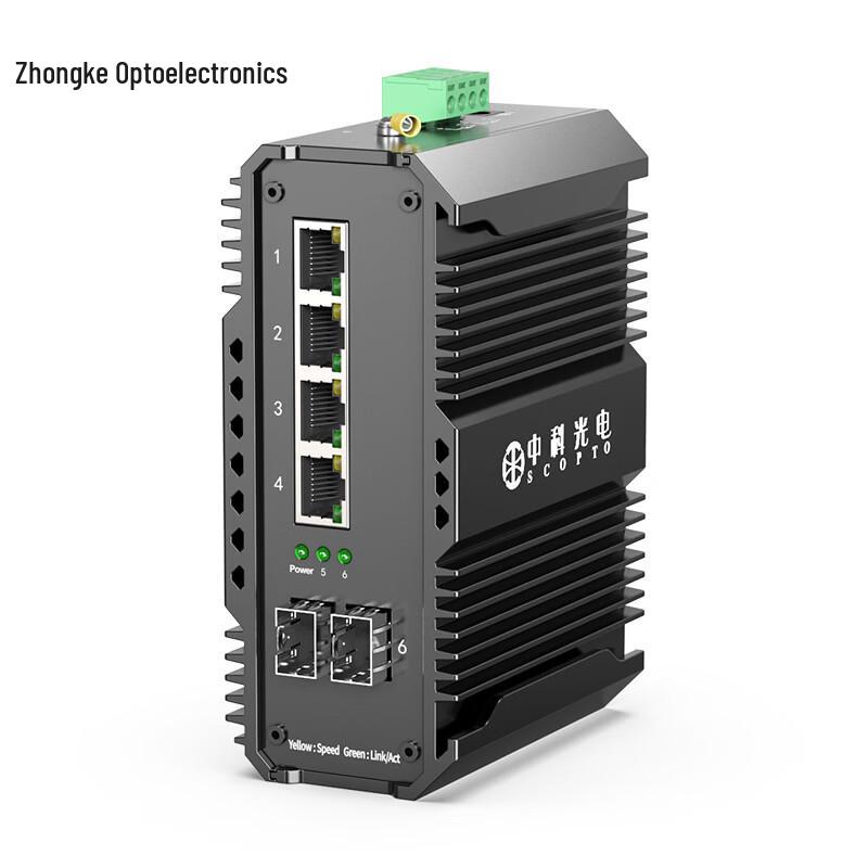 Промышленный 6-портовый гигабитный оптоволоконный коммутатор Zhongke Optoelectronics