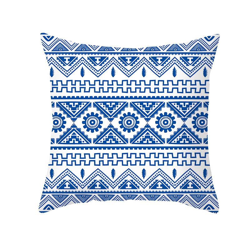 Этнический стиль Чехол на подушку для дивана Синий с принтом Персиковая кожа Чехол на подушку Офисная подушка