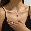 Necklace Earrings Set Party Banquet Jewelry Bridal Wedding Red Water Drop Glass Necklace Earrings
