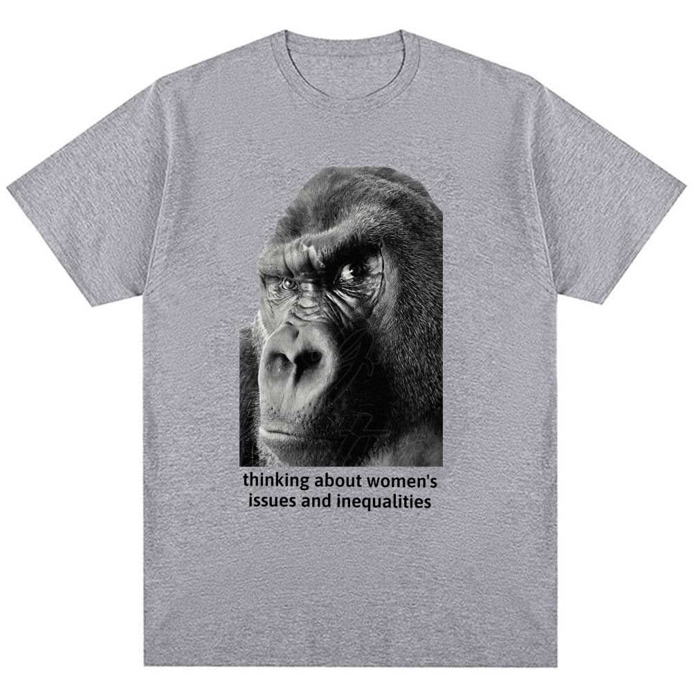 Feminism Gorilla Funny Meme Graphic Tshirt Men Women Humor Fashion Summer T-shirt Oversized Cotton Casual Vintage T Shirts Gifts