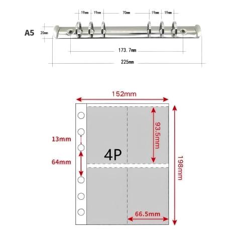 A5 Collectible Book with Glitter, 6 Rings, 10 Refills, Trading Card and Acrylic Stand Storage, Instax Case, and File (Peach/Pink)
