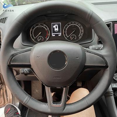 Чехол на руль автомобиля для Skoda Octavia Superb Fabia Citigo Roomster 2013-Rapid Karoq Kodiaq черный с перфорацией