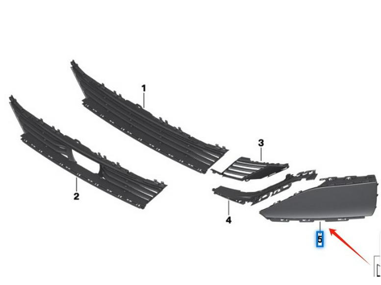 BMW 7 Series G12LCI Front Bumper Curved Grille (51119466577, 51119466578)