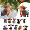 Cute Wooden Cartoon Cow Pendant Home Party Christmas Tree Ornament Toy