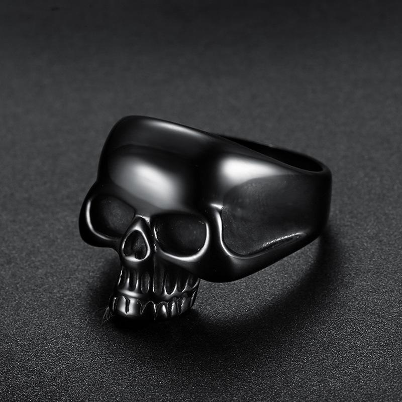 S925 Silver Ring Personalized Punk Series Skull Ring Shiny Skull Men's Ring