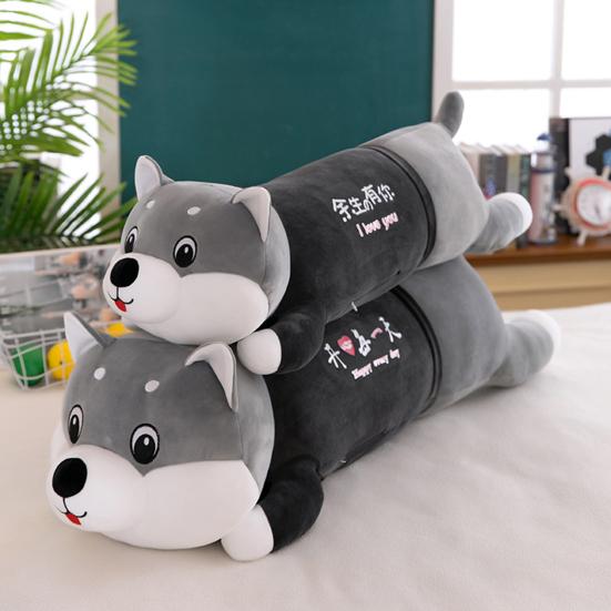 Милая плюшевая подушка Хаски со сладкими сообщениями, мягкая набивная игрушка, обнимаемая, гибкая кукла-собака, подарок для эмоциональной поддержки