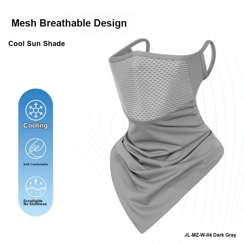 Cycling Sun Protection Face Mask Unisex Ice Silk Windproof Neck Face Cover Triangular Scarf for Outdoor Sports Motorcycle Riding