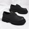 Leather Shoes Men's 2025 American High Street Black Big Head Derby Shoes Men's Retro Trend Platform Leather Shoes 2025