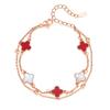 Браслет для Клевер Красный Двойная Свадьба День Рождения Поставляется в Красивой Подарочной Коробке [YINCHIE] Женский, Мотив Четырехлистника, Популярный, Рубин, Нить, Регулируемый,