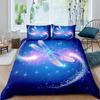 Bohemian Dragonfly Duvet Cover Set King Size Mandala Paisley Bedding Set Purple Tie Dye Iridescent Hippie Polyester Quilt Cover