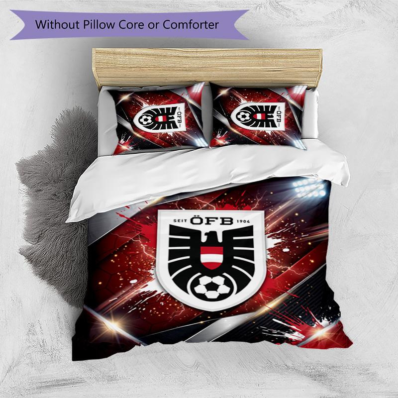 Austria Football Printed Bedding 3 Piece Set Cozy Breathable Bed Cover Set as Housewarming Holiday Gift