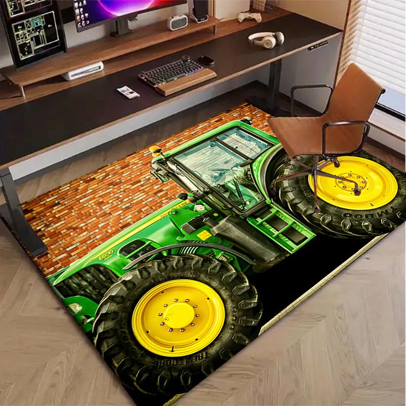Tractor Polyester Carpet, Soft Indoor Mat for Office Chair, Living Room, Computer Desk - Decorative Home Office Rug Design