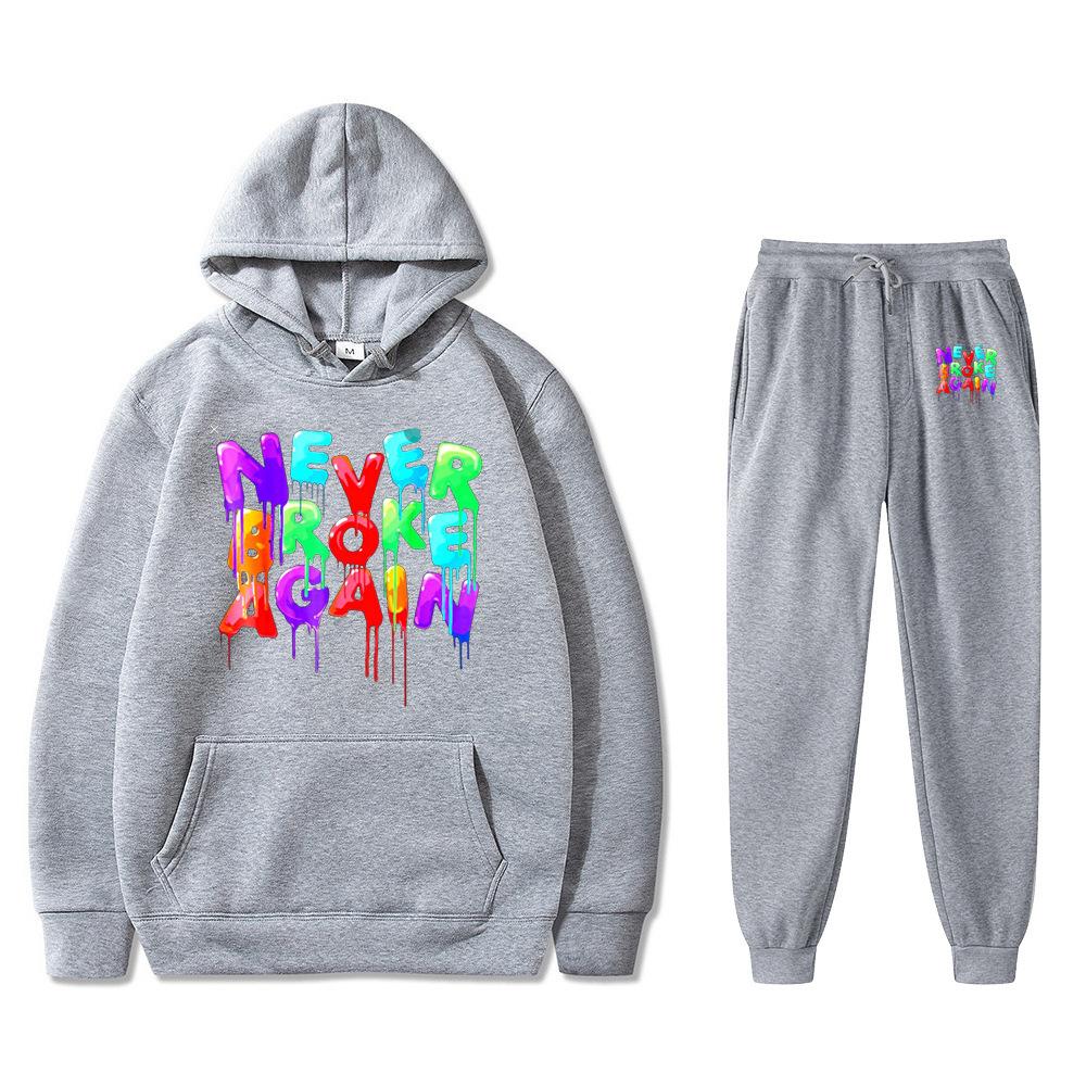 Толстовка с капюшоном Youngboy Never Broke Again, комплект из 2 предметов, спортивный костюм, модный хип-хоп костюм, спортивные штаны для мужчин и женщин, толстовки с капюшоном, спортивные штаны