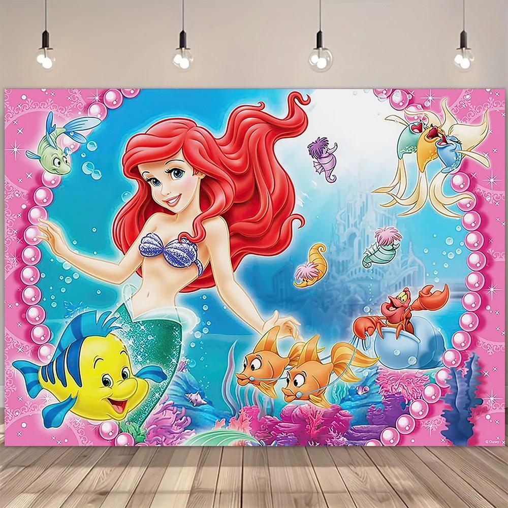 Little Mermaid Theme Party Backdrop Photography Baby Shower Decor Background Girl Birthday Wedding Cake Table Backgrounds Custom