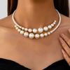 Open Faux Pearl Choker Women Round Imitation Pearl Necklace Retro Formal Costume Necklace for Weddings Parties Evenings
