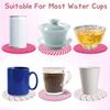 Pink Woven Coasters, 4.13in/10.5cm Round Pink Coaster for Desk Cute Coasters Set of 4 for Kitchen Dining Coffee Table Desk Accessories Aesthetic
