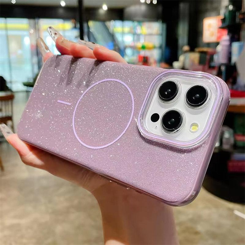 Роскошный блестящий чехол Magsafe Magnetic Case для iPhone 16 13 15 14 Pro Max Wireless Charge Мягкий силиконовый противоударный чехол
