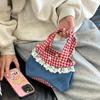 Корейская милая кружевная сумочка, ретро-художественная джинсовая клетчатая сумка с цветными блоками, свежие девчачьи мини-сумки для девочек, подарки