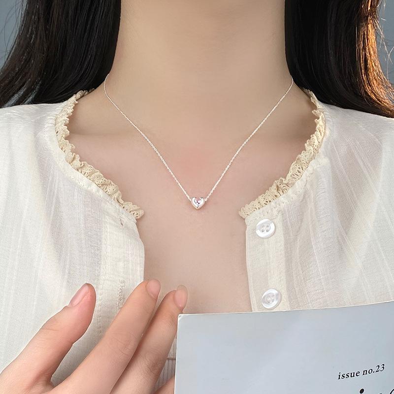 Персонализированное ожерелье Love с цветным камнем для женщин в стиле Inn, милый, крутой, универсальный, модный, цепочка для воротника