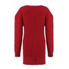 Women's Fashion Knitted Dresses Casual Waisted Round Neck Long Sleeve Long Dresses