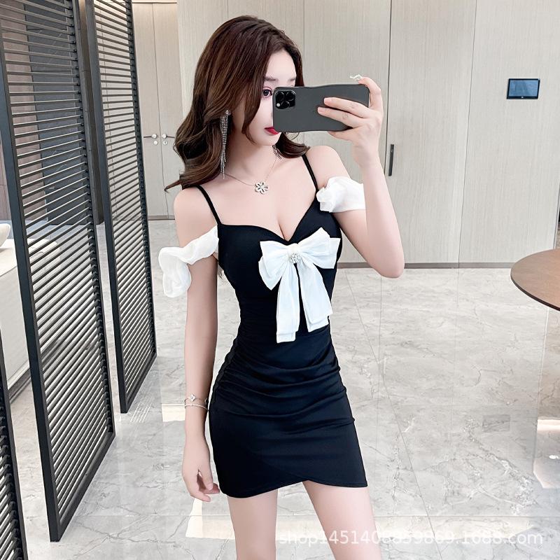 Шикарное мини-платье bodycon с открытыми плечами, пэчворком и ремешками для ночного клуба и рабочей одежды для спа