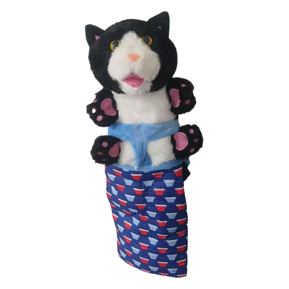 Cat Sumo Wrestler Hand Puppet Toy Interactive Plush Stuffed Animal with Sturdy Padding for Indoor Cats, Kids Pretend Play