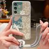 Чехол-ремешок из кожи с рисунком Красная Акула Медуза для Samsung S26 S25 Ultra S24 S23 S22 Plus S21 FE A16 A17 A26 A36 A37 A54 A55 A56 A57 5G