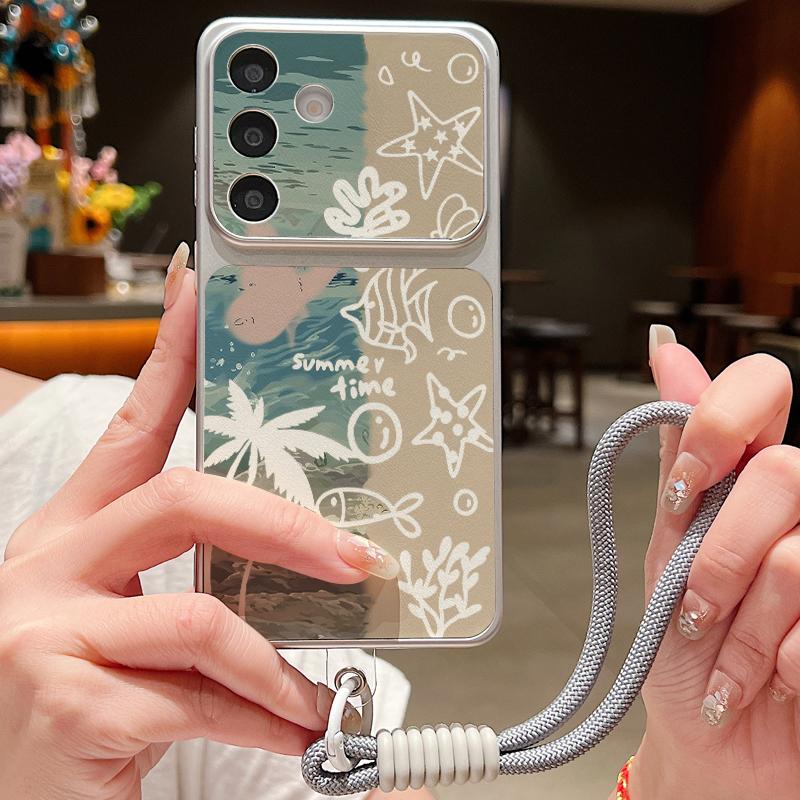 Чехол-ремешок из кожи с рисунком Красная Акула Медуза для Samsung S26 S25 Ultra S24 S23 S22 Plus S21 FE A16 A17 A26 A36 A37 A54 A55 A56 A57 5G