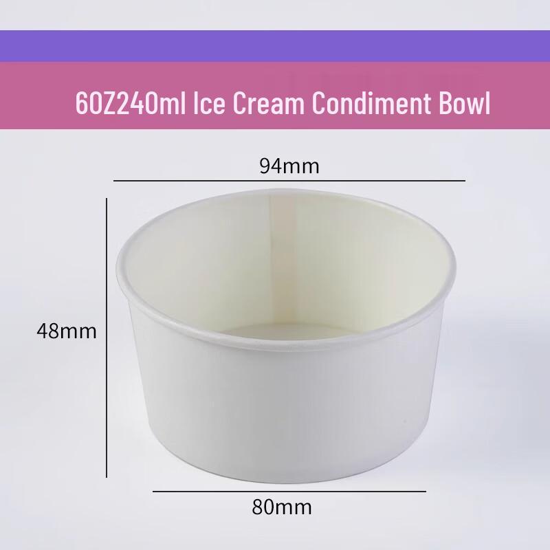 Одноразовые белые бумажные стаканчики для мороженого 6 унций