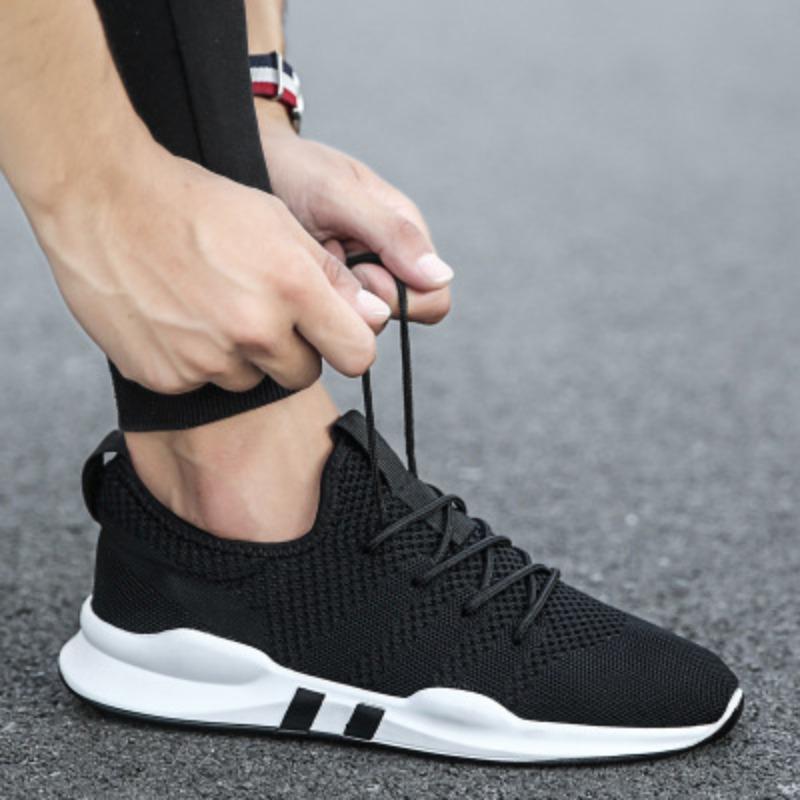Flying woven breathable sports men's shoes spring and autumn lace-up low-top shoes daily casual student shoes versatile little white shoes