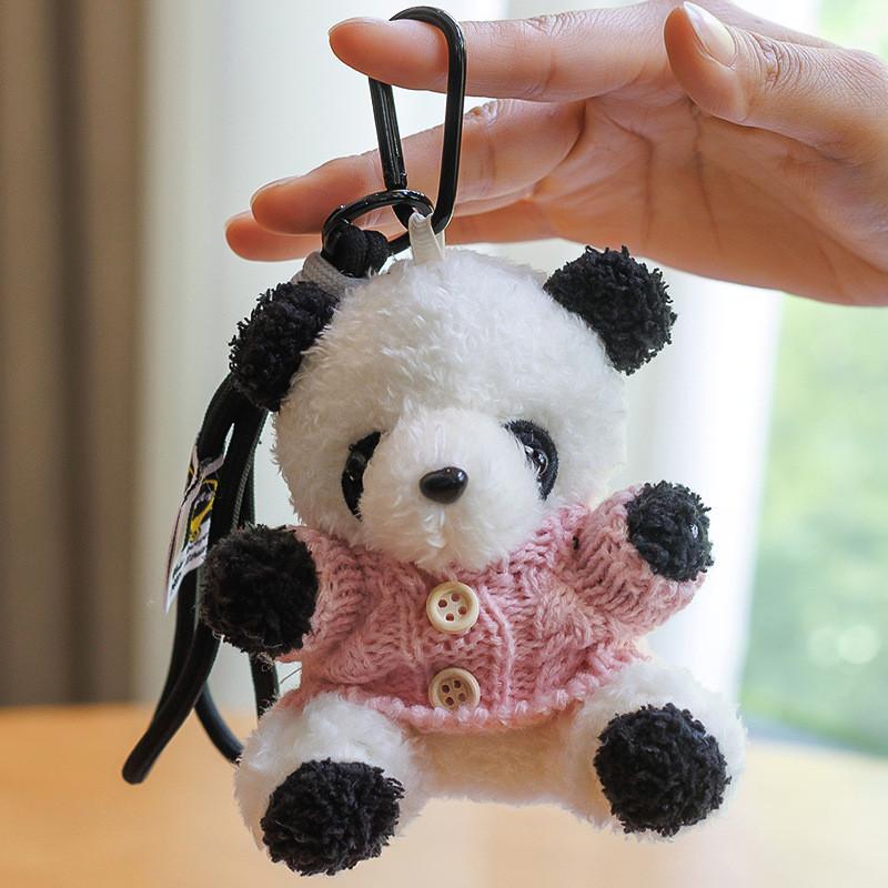 Colorful Panda Plush Keychain With Pp Cotton Filling For Girls And Kids