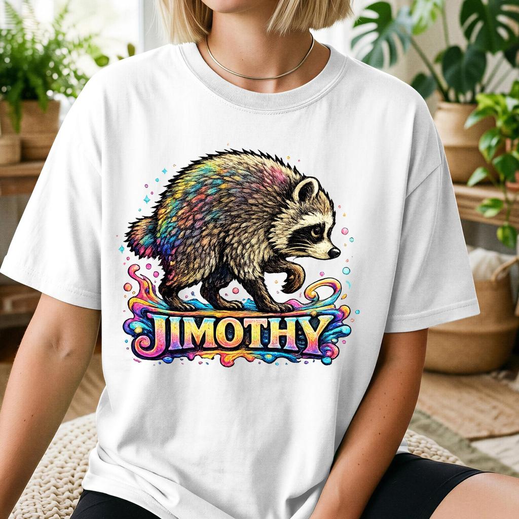 Colorful Raccoon Illustration Tee,Famous Seattle Raccoon Tee, Real Raccoon Graphic Cropped Tee, Funny Animal Gift, Cute Baby Raccoon