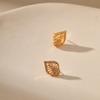 Leaf Micro Inlaid Zircon Water Drop Overlap Design 18k Gold Plated Earrings For Women