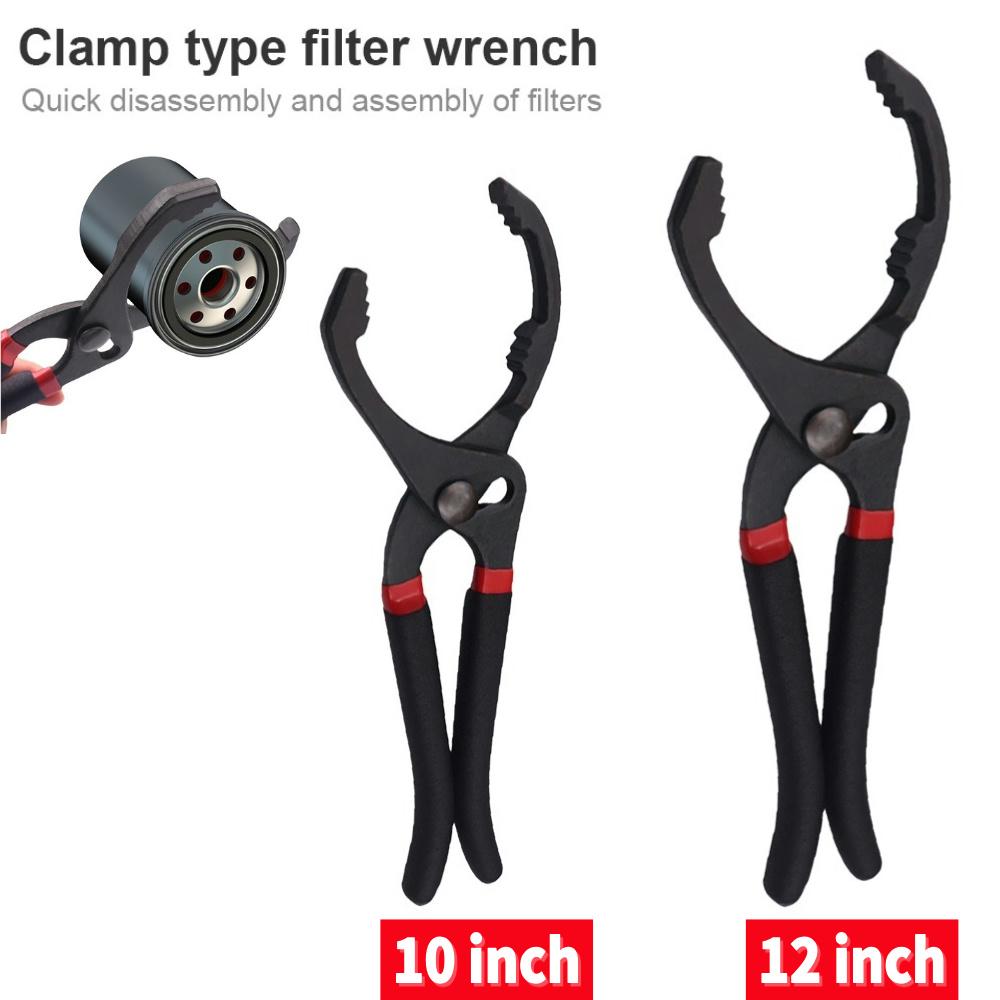 10/12 Inch Car Adjustable Oil Filter Wrench Oil Filter Pliers Clamp Type Wrench Oil Filter Remove Disassembly Tool for Truck Car