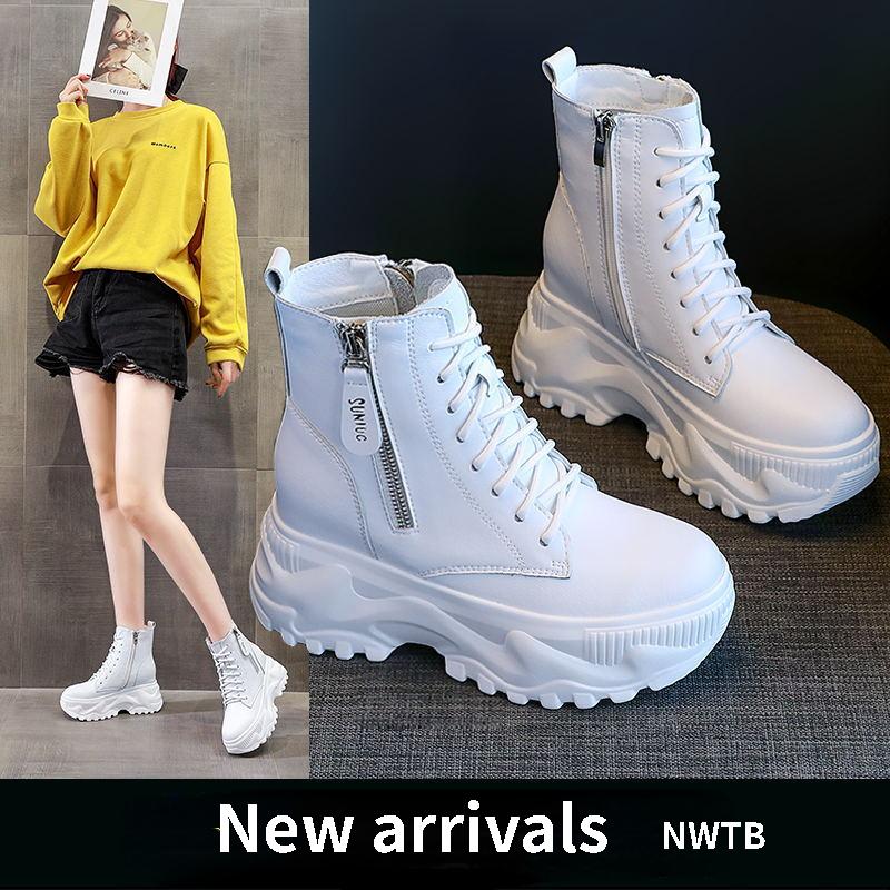 Черные кроссовки Короткие высокие ботинкиТолстая подошва Женская обувь по акции Белые кроссовки Женская дизайнерская обувь Теннисные туфли на платформе