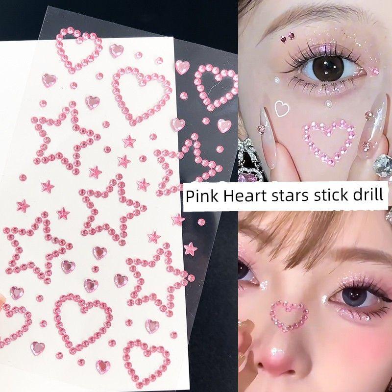 Music Festival Makeup Face Pasters Butterfly Ornament Star Moon Stick-on Crystals Concert Face Sticker Ornament Ornament Rhinestone Bright Diamond
