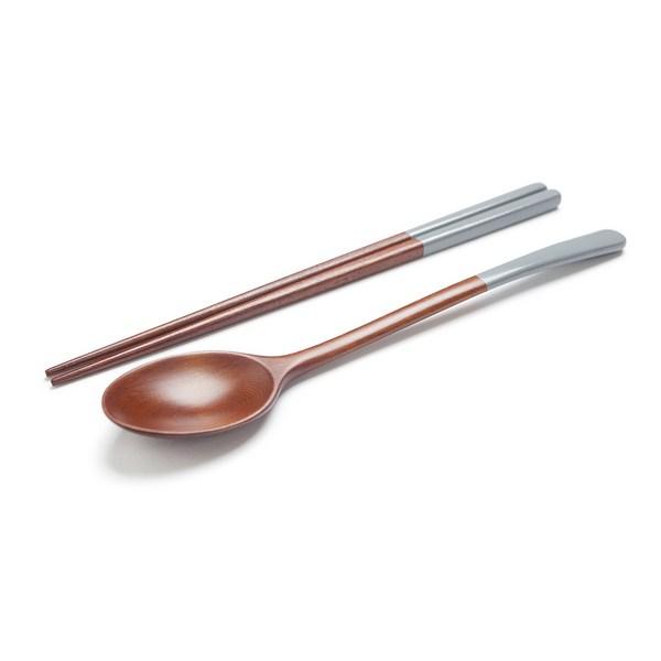 Breathing Tree Pastel Lacquered Spoon Set of 4, Pink + Cream + Gray + Mocha, 4 Spoons + 4 Chopsticks, 1 Piece, Korean Popular Tableware