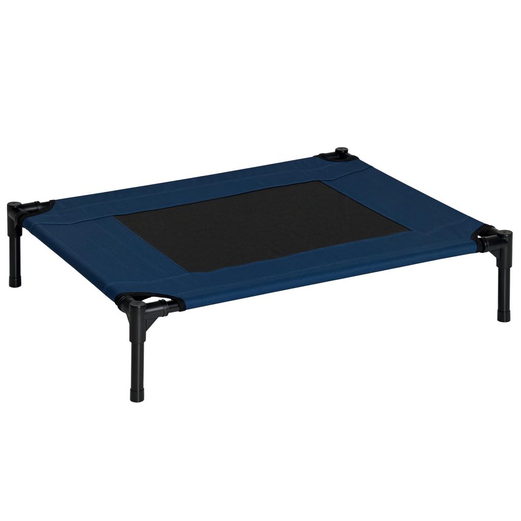 Dog Bed Outdoor Elevated Cat Bed Steel Frame 600D Oxford Fabric Blue 76 x 61 x 18 cm
