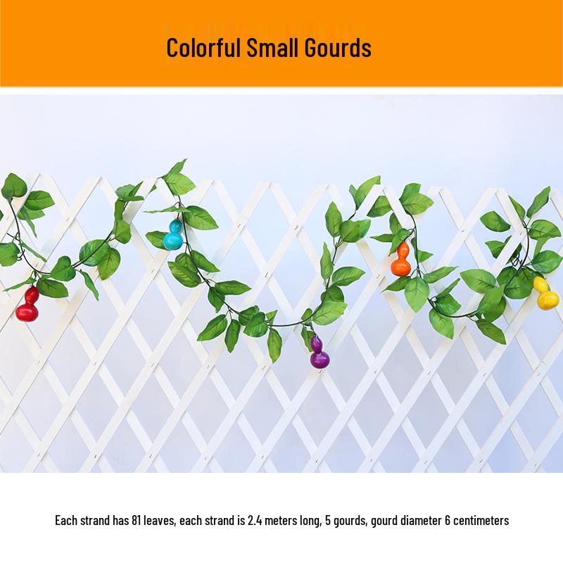 Artificial Fruit & Vine Ceiling Decoration - Grape Leaf & Gourd Water Pipe Cover