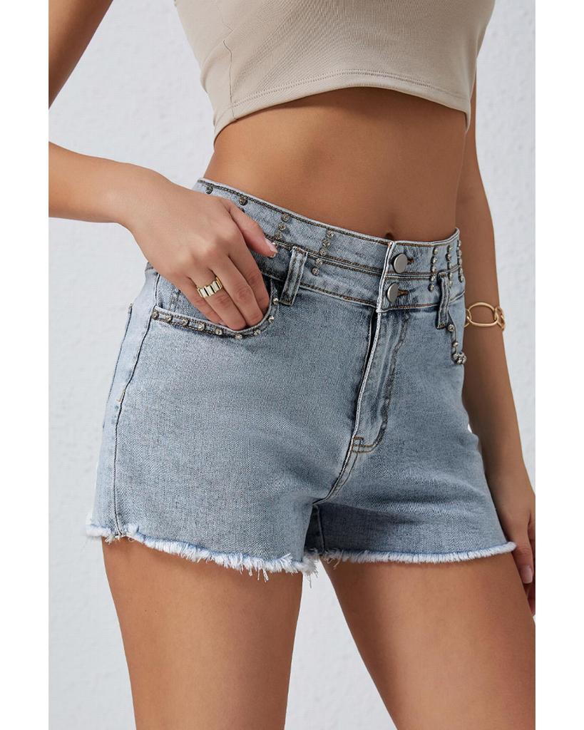 Azura Exchange Винтажные джинсовые шорты с эффектом потертости и бриллиантовыми заклепками