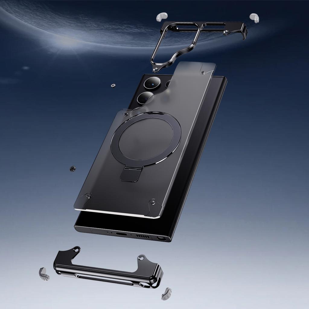 Oatsbasf Magnetic Slim Phone Case for Samsung Galaxy S23 S24Ultra Baze-less Phone Protective Cover w/ Magsafe Finger Ring Holder