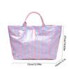 Stripe PVC Striped Tote Bag Letter Print Letter Prints Handbags  Grocery Handbag