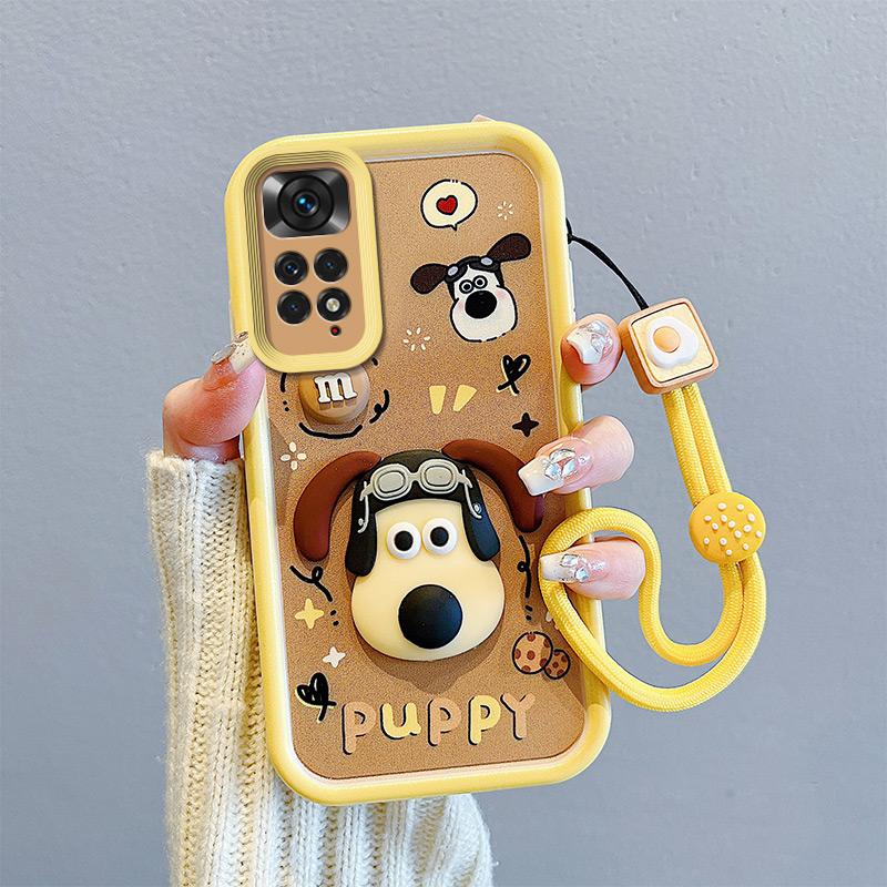 KEYSION Противоударный чехол для Redmi Note 11 Pro 5G 11S со шнурком, силиконовый милый 3D-чехол для телефона с мультяшной куклой для Redmi Note 11 Pro+ 5G