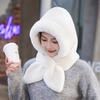 Autumn Winter Warm Hat Plush Lining Windproof Integrated Headwear Scarf for Women Cold Protection 3-in-1 Neck Ears Warmer Plush Hat for Motorcycle EMA