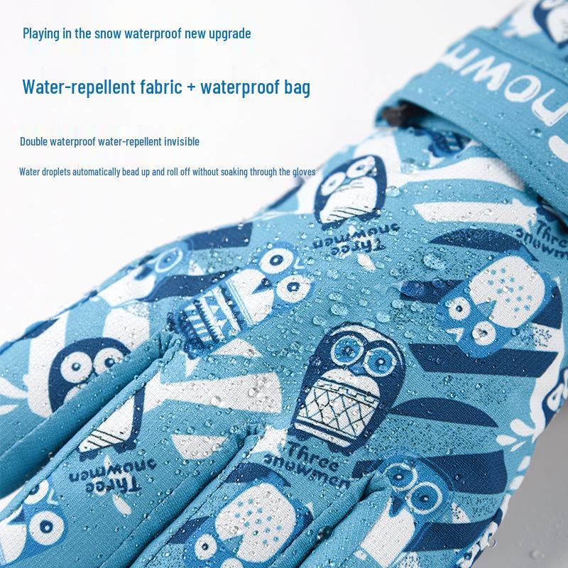 Детские водонепроницаемые лыжные перчатки - Теплые, ветрозащитные, нескользящие, на хлопковой подкладке из флиса для мальчиков и девочек