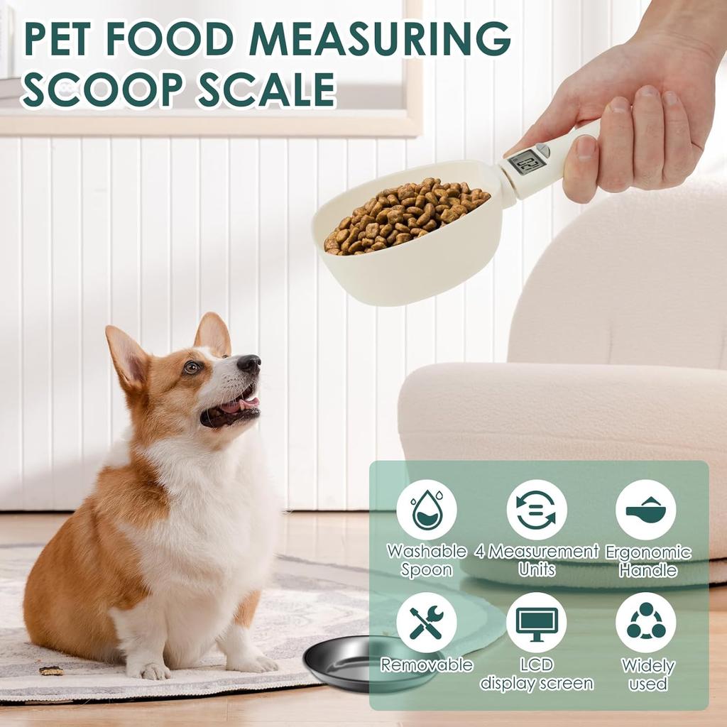 Pet Food Measuring Scoop Electronic Dog Cat Food Measuring Cup Digital Spoon Scale Kitchen Food Scale with LED Display