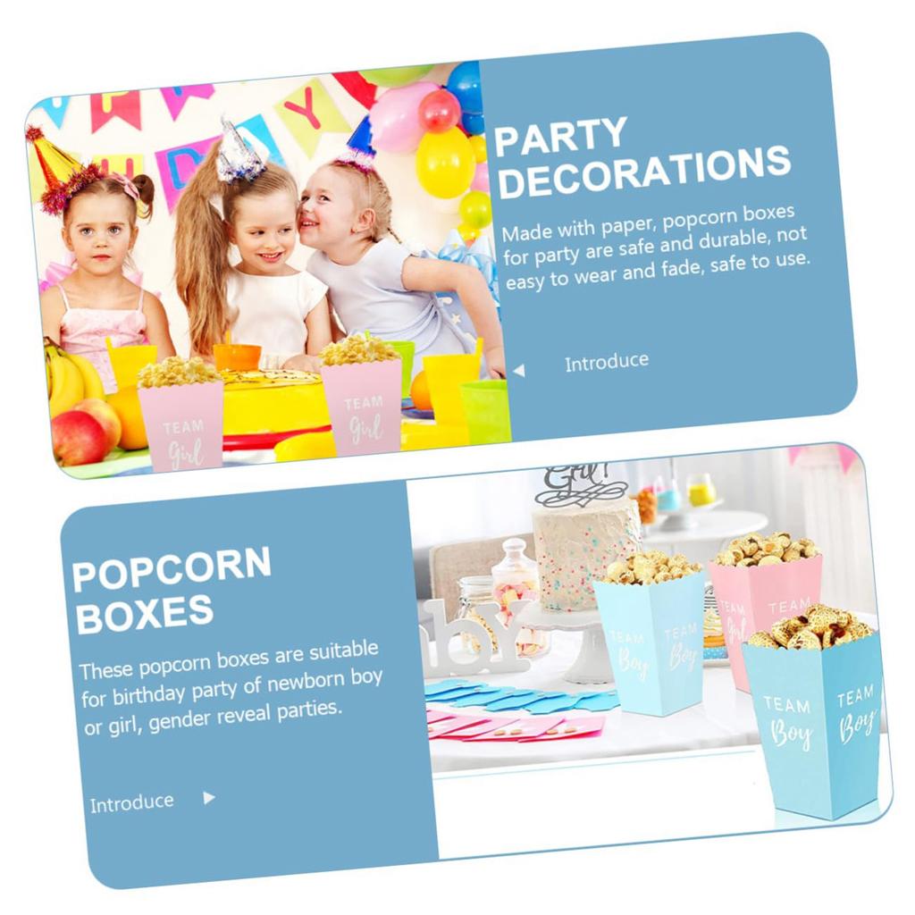 Набор из 20 бумажных коробочек для попкорна для гендерной вечеринки, розовые и синие, для сладостей, угощений, для девочки, мальчика, на вечеринку по раскрытию пола, принадлежности для декора(синий, )