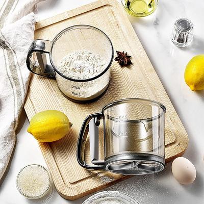 Кухонное сито для муки, ручное полуавтоматическое сито для сахара, шейкер для пудры, ручка, мерный стакан, инструмент для выпечки, кухонные принадлежности
