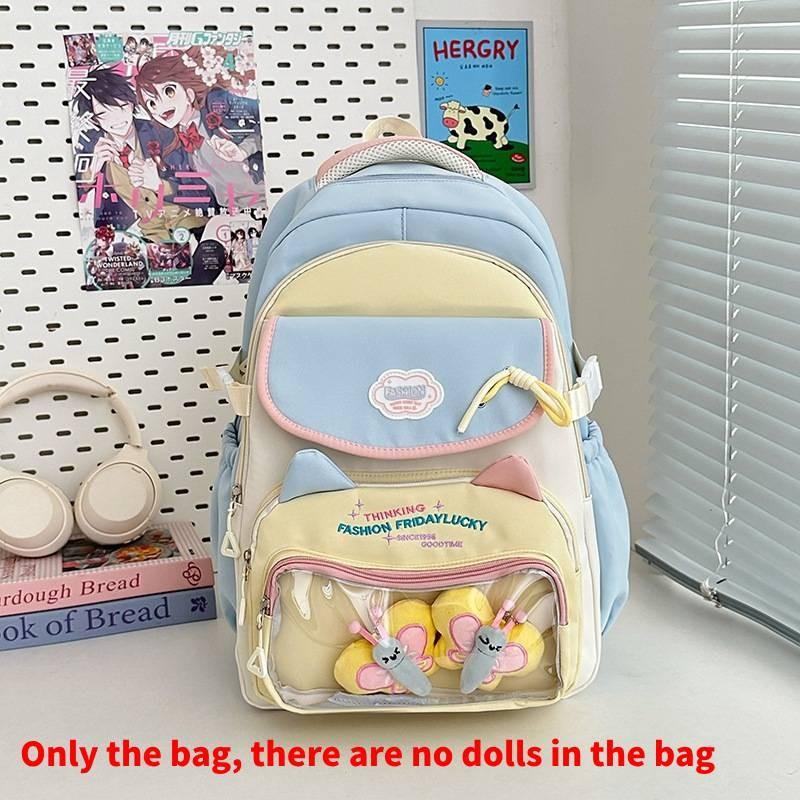 Capacity Large Color Blocked Backpack With Letter Embroidery Design Daily For